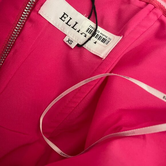 NWT ELLIATT Reception Strapless Pink Midi Dress Size XS Draped Ruffle Cocktail - Picture 9 of 9